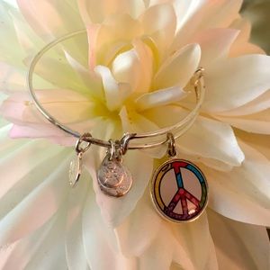 Alex and Ani PEACE charm adjustable bracelet , silver